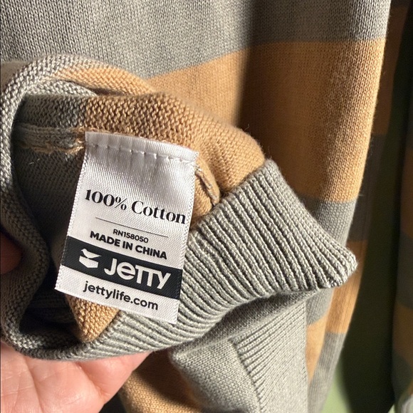 Jetty Men's Crewneck Striped Sweater - Orange and Gray - Picture 7 of 7